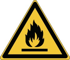 Brady W/W021/Nt/Twm-Tri315-1 ISO Safety Sign - Warning; Risk of fire / flammable materials 237047