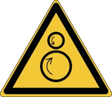 Brady W/W025/Nt/Twm-Tri315-1 ISO Safety Sign - Warning; Counter rotating rollers 237237