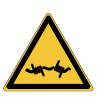 Brady Pic W033-Tri 315-Pp-Crd/1 ISO Safety Sign - Barbed wire 831144